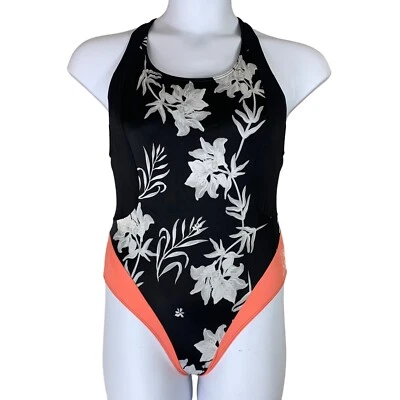 Traje de baño Roxy talla mediana traje de baño de una pieza negro blanco coral floral Foto 1 de 4