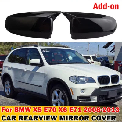 Cubierta de espejo retrovisor lateral para BMW X5 E70 X6 E71 2008-2013 tapa de ala ajuste adicional Foto 1 de 4