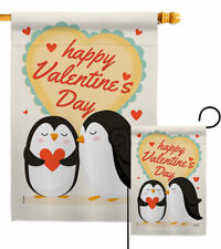 Penguins Love Garden Flag Valentines Spring Decorative Gift Yard House Banner