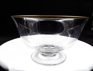 PEILL & PUTZLER SIGNED CRYSTAL GOLD TRIM FLARED 7 1/4" FOOTED BOWL
