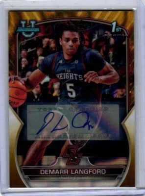 Chrome Prospect Autographs #53 Demarr Langford (AU, RC) 1st Bowman /50 - Image 1 of 2