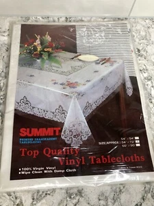 Summit bedruckte transparente 100 % Virgin Vinyl Tischdecke 54” x 72” Blumen Spitze - Bild 1 von 4