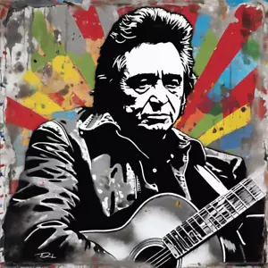 Ausstellungsstück! Hommage an Johnny Cash 60x60 Leinwand 5 cm/Pop Art - Bild 1 von 1