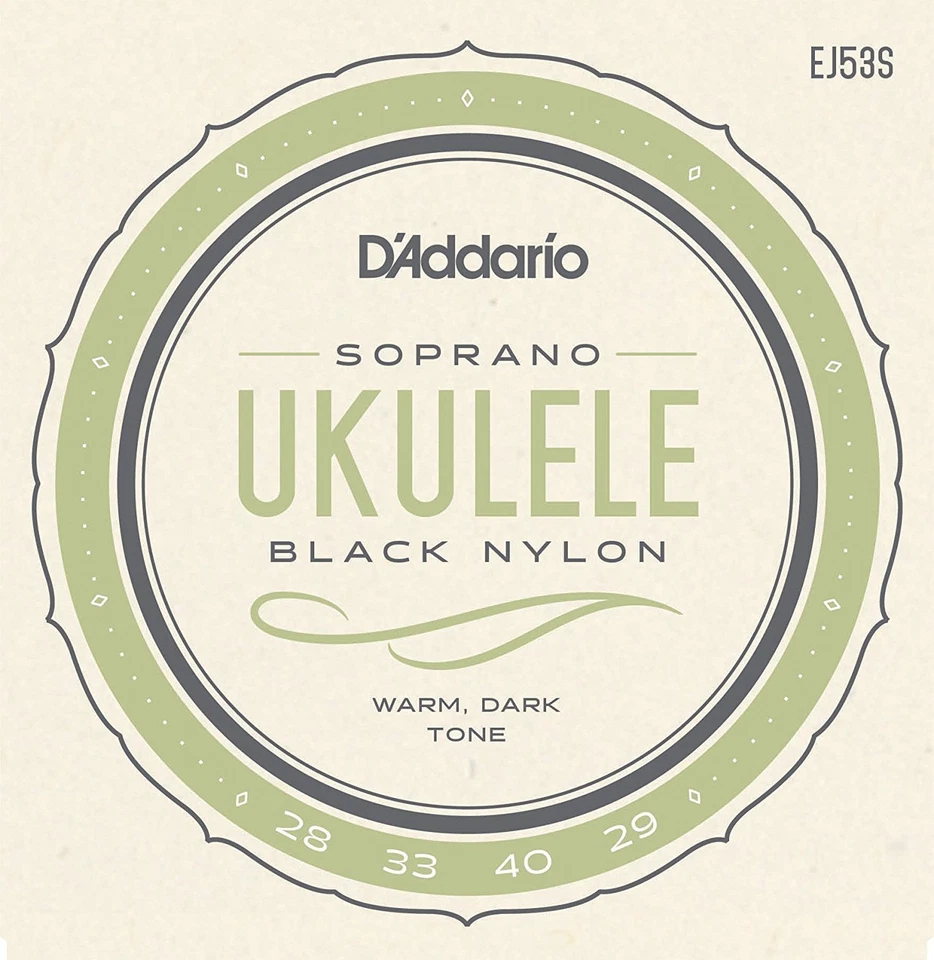 D'Addario EJ53S Ukulele soprano hawaiano corde nylon nero