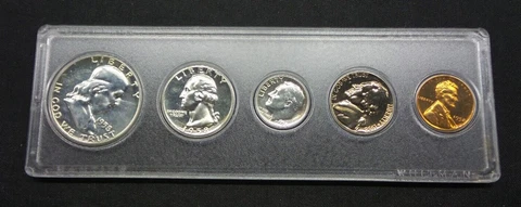 1958 US Silver Proof Set - 5 Coins in Clear Whitman Holder - B93 Cover