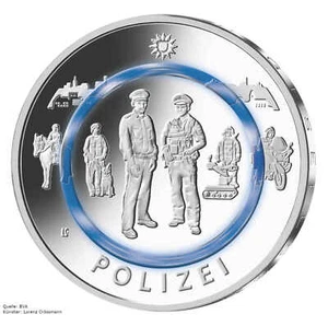 10 Euro Polizei 2024 Polymer Gedenkmünze Münze Serie A D F G J - Police Coin - Bild 1 von 8