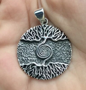Sterling Silver 925 Norse Viking Yggdrasil Amulet Tree Of Life Pendant !! New ! - Picture 1 of 2