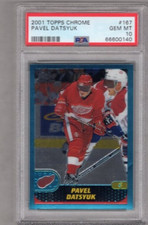 PSA 10 Gem Mint PAVEL DATSYUK 2001/02 TOPPS CHROME ROOKIE CARD POP 8 RARE! WINGS