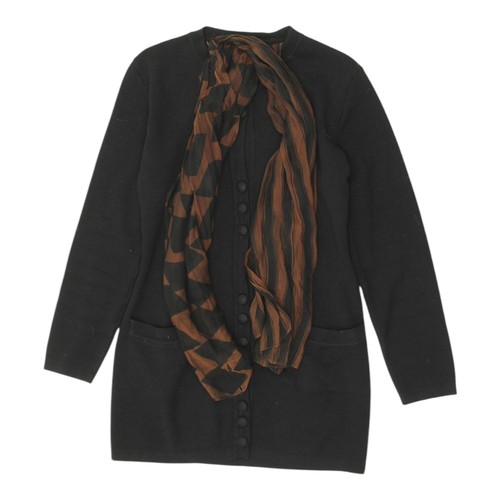 Abito Maglione Nero Fendi Sciarpa Vintage Donna Designer Bottoni Maglia Attaccata