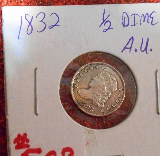 1832 Capped Bust Half Dime, 90% Silver, Strike Thru & Doubling Errors, Old Coin - Image 1 of 4