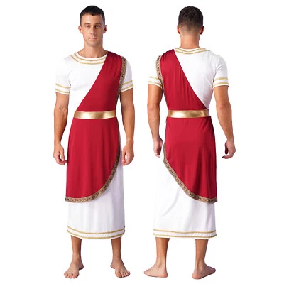 Men's Short Sleeve Greek God Toga Costume Robe Set Hercules Inspired Halloween - Image 1 of 4
