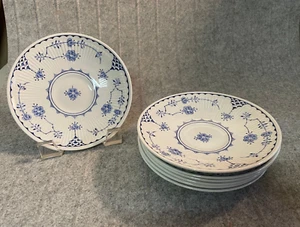 FRANCISCAN Blue Denmark English Ironstone 5 ½” Saucers Set of 7 - Picture 1 of 5
