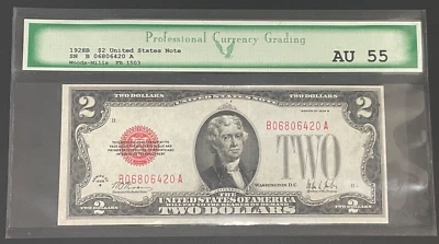 1928 B $2 U.S. Note Legal Tender Note.  Fr. 1503.  PCG AU-55, Key Date Note - Image 1 of 4