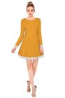 Lace Full Sleeves Honey Yellow color L Short Dress summer spring beach partywear
