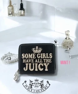 Cartera vintage Juicy Couture negra bordada con cremallera algunas niñas tienen todo lo jugoso - Imagen 1 de 7