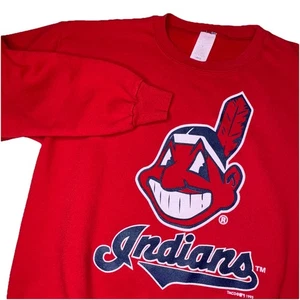 Vintage 1995 Cleveland Indians MLB Sweatshirt Men’s Size Large Red - Picture 1 of 4