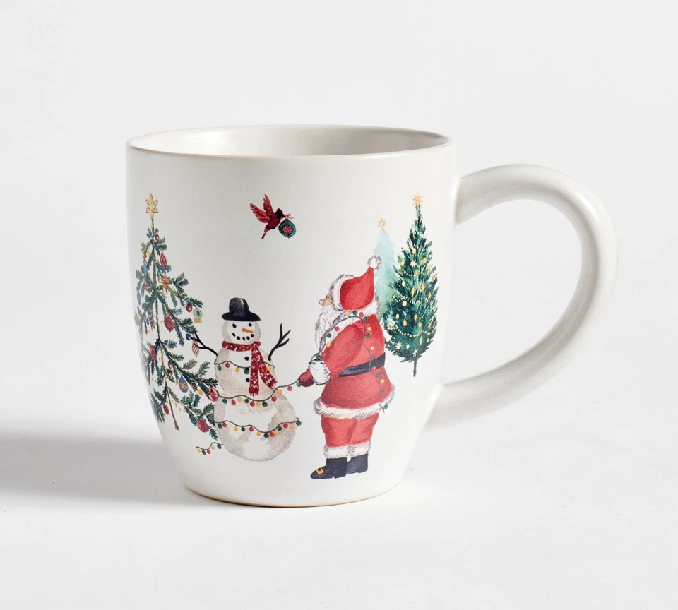pottery barn Santa Christmas Country holiday Snowman Coffee Mug cup gift kid mom - Image 1 of 1