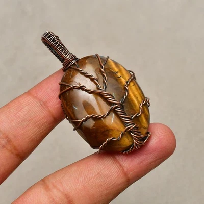 虎眼宝石铜线包装手工珠宝吊坠 2.04 — 第 1/4 张图片