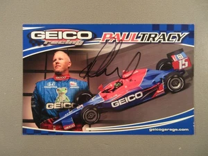 SIGNIERTE Auto Indy Car Paul Tracy Geico Racing Hero Karte - Bild 1 von 2