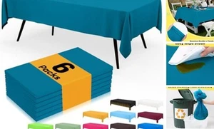 Disposable Table Cloth - 6 Pack, 54 x 108 Inch 54"x108" (Pack of 6) Aqua - Picture 1 of 7