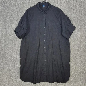 Vestido camisero Old Navy para mujer XXL negro mezcla de lino manga abullonada cambio abotonado - Imagen 1 de 15