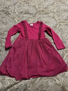 Hanna Andersson Long Sleeve Pink Dress With Sparkly Overlay 100 Cm/4 - Picture 1 of 4