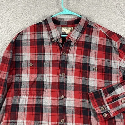 Duluth Trading Co Flannel Button Shirt Men's 2XL Red Plaid Work Causal Cotton - Image 1 of 4