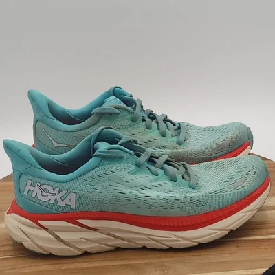 Zapatos para correr Hoka One One Clifton 8 para mujer talla 7,5 B azul acuarela de apoyo Foto 1 de 4