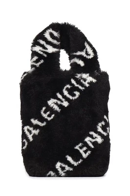 BALENCIAGA BLACK MINI FAUX FUR SHOULDER BAG - Image 1 of 4