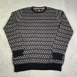 Quicksilver Sweater Extra Large Black Gray Knit Sweatshirt Pullover Casual Mens - Picture 1 of 9