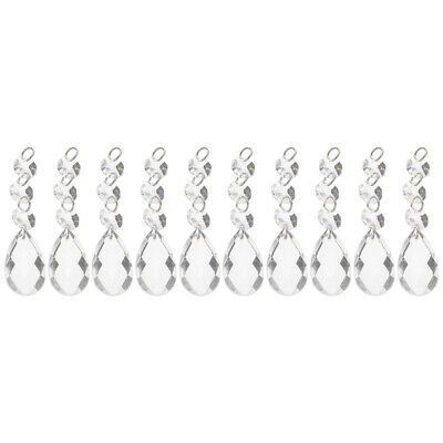 10 Pcs Clear Crystal Prismes De Lustre En Cristal Perles Claires Ornem • 9.53€