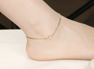 Leg Chain Diamond Women's Fine Anklets 14k Rose Gold Over 9" Argentium Silver