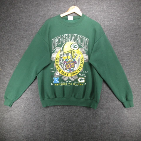 Vintage Green Bay Packers Sweater Mens Large Green Super Bowl XXXI Cover