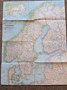Vintage nationale geografische Karte - Skandinavien 1963 - 48 cm x 62 cm - Bild 1 von 2