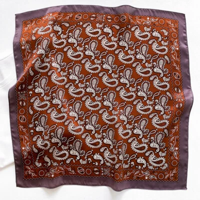100% Mulberry Silk Scarf Bandanna Paisley Office Necktie Turban Hairband 21" - Image 1 of 4