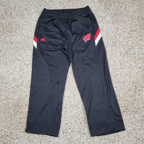 Wisconsin Badgers Pants Mens Extra Large Black Athletic Sweat Pants Adidas 32x28 Cover