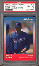 1991 Star All-Stars Baseball #10 Nolan Ryan Minor League Stats PSA 8
