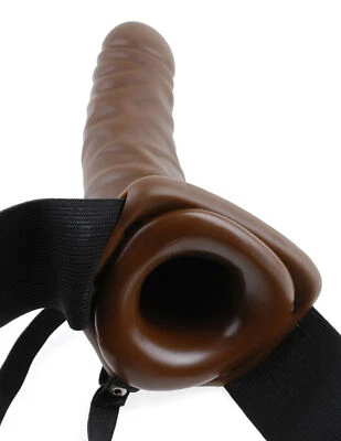 Hollow Dildo StrapOn ED Solution Penis Extender 8 Inch Vibrating Cock PPA Gear - Image 1 of 3