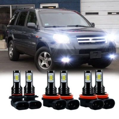 For Honda Pilot 2006-2018 6000k LED Headlight High Low Beam + Fog Light Bulbs - Image 1 of 4