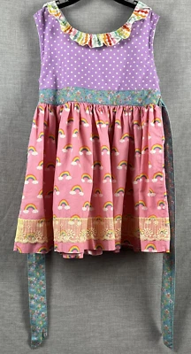 Matilda Jane Platinum Puffer Dress Size 6 Pink Rainbow Dot Lace Sleeveless USA - Image 1 of 4