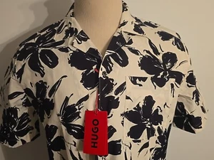 HUGO BOSS Ellino 01 001 RED TAG NEW Men's Sh/S CASUAL SHIRT SIZE XL - Picture 1 of 15