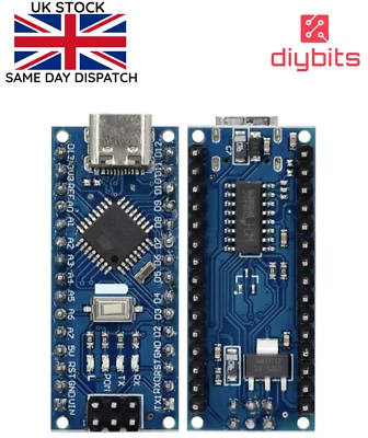 Arduino Compatible NANO V3 ATMEGA328P 5V CH340 Soldered USB-C/Micro/MiniUSB - Image 1 of 3
