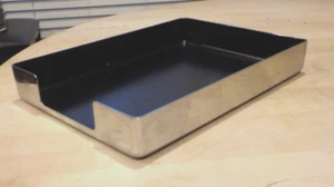 Vintage Modernist METCOR Polished Aluminum Legal size Letter Paper Holder Tray - Picture 1 of 22