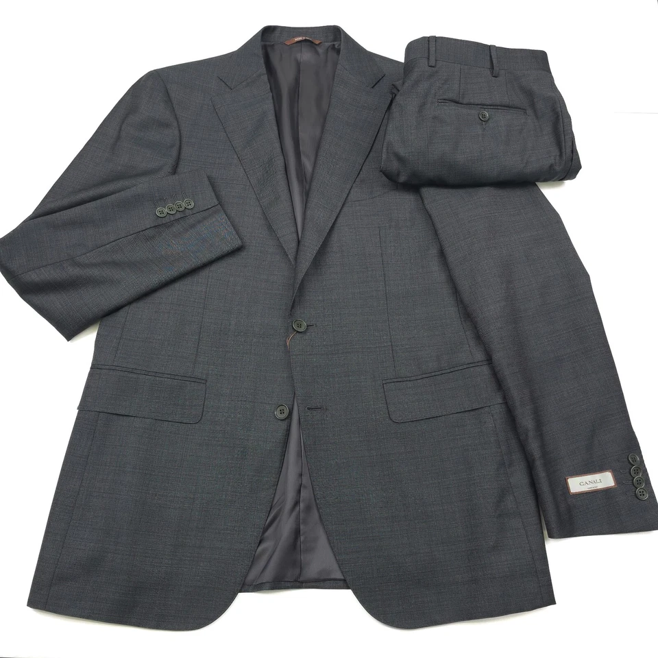 $2095 Canali Capri Sharkskin Dark Green Wool Suit Mens Size US 42L (Italy 52L) - Image 1 of 4