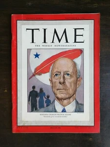 Time Magazine November 4, 1946 Boston's Charles Francis Adams No Label 524 - Imagen 1 de 1