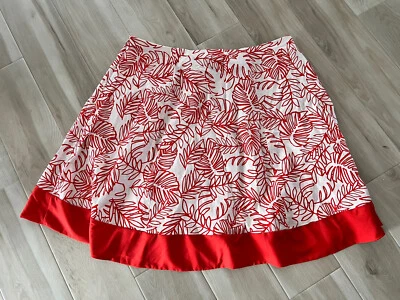 (II) ¡EUC! Falda circular plisada con caja floral marfil naranja Lane Bryant Plus talla 28 Foto 1 de 4