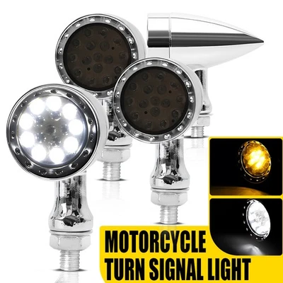4X Turn Motorcycle Amber LED Signal For Light White Harley XL Sportster 1200 883 - Image 1 of 4