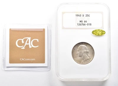 1940-D Washington Quarter MS64 NGC CAC Gold *2878 - Image 1 of 4