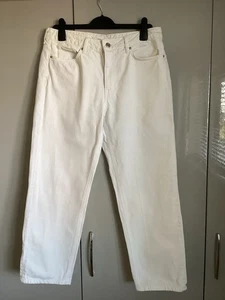 MANGO Women’s White Straight Leg Blanca Cropped Jeans Size UK 14 - Hardly Worn - Picture 1 of 2