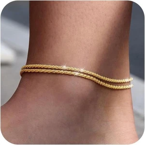Mode mehrlagig wasserdicht Damen verstellbar Fußkettchen Gold und Silber - Bild 1 von 14